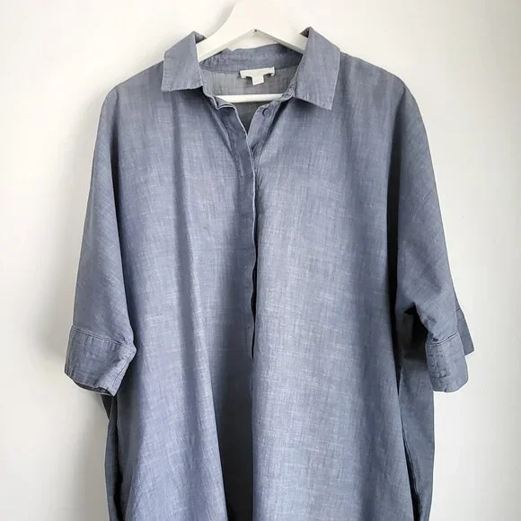 COS Blue Oversized Cotton Shirt Dress Pockets I Size M (fits L too) - Picture 3 of 14